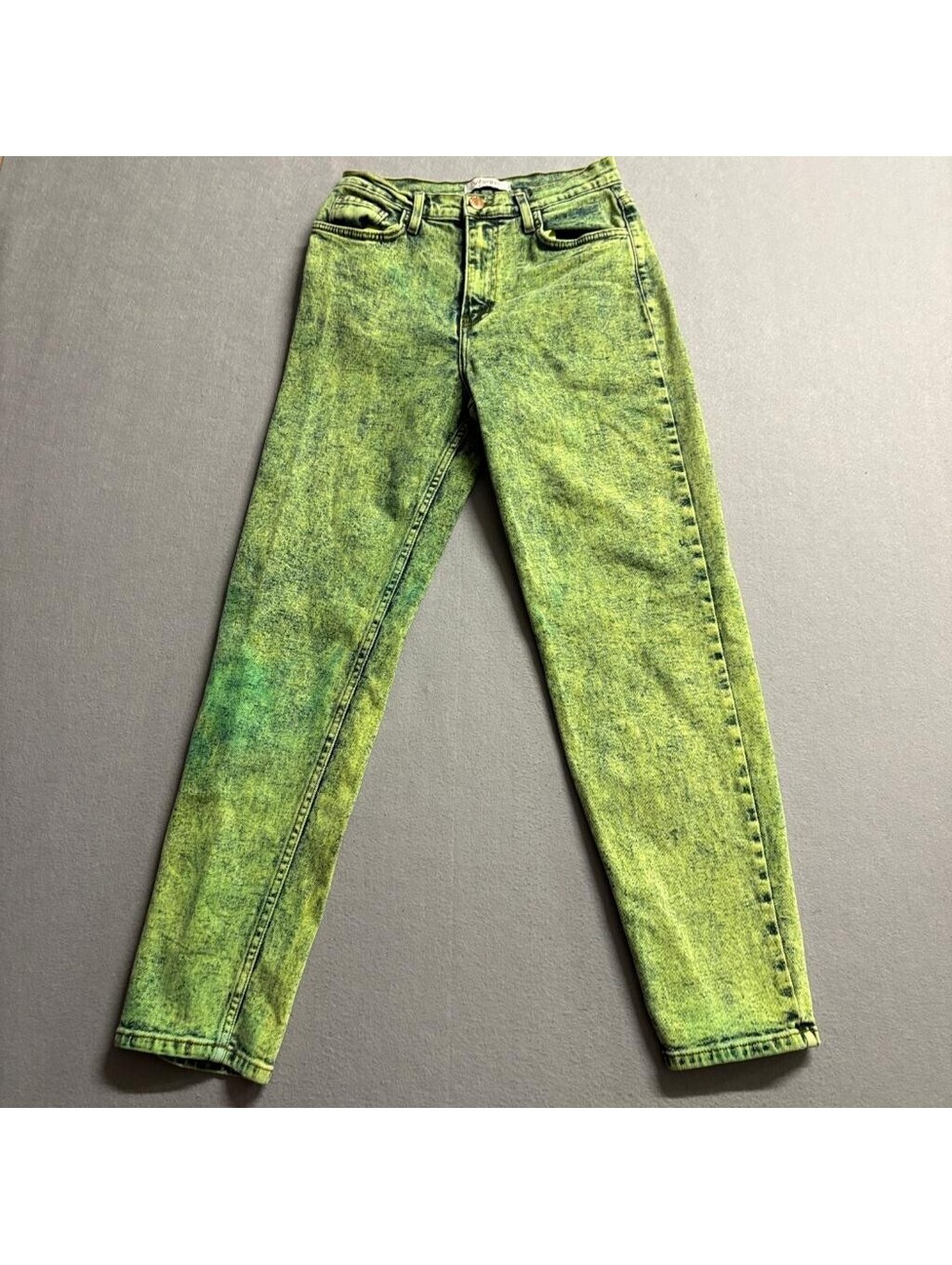 Vibrant M.I.U. Jeans Womens 9 W28 Green Acid Wash High Rise Mom Tapered Leg USA